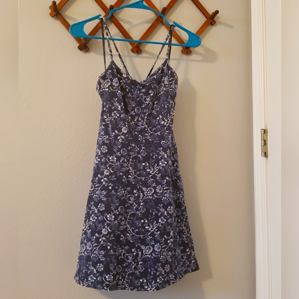 Forever 21 size large sundress in navy with white floral design